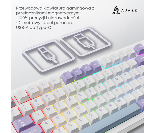 Ajazz AK820 MAX Magnetic switches Purple White RGB - 1536366 - zdjęcie 10